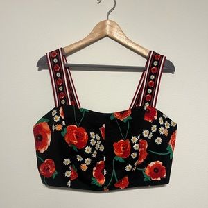 Eva Mendes NY&Co Cropped Top Daisy Rose Floral Wide Straps 10